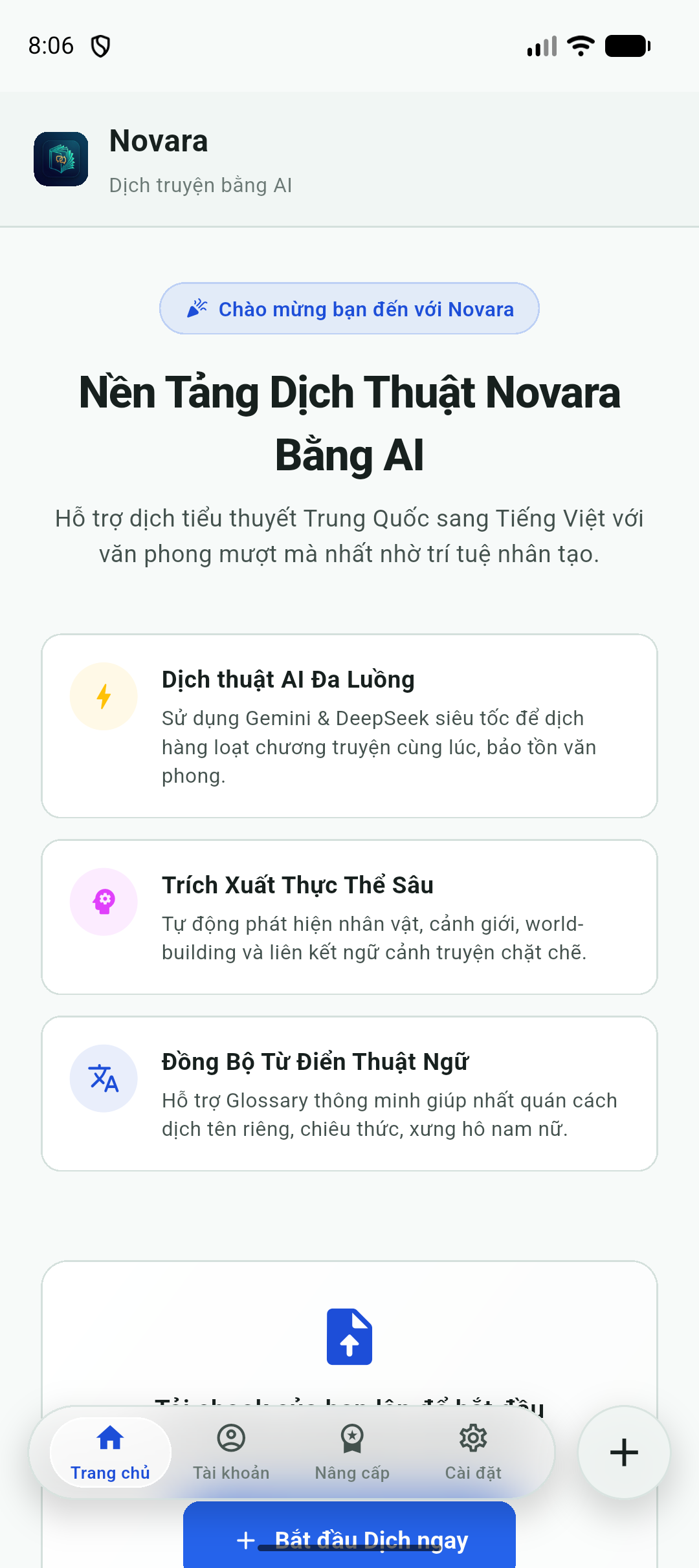 Trang chủ ứng dụng Novara